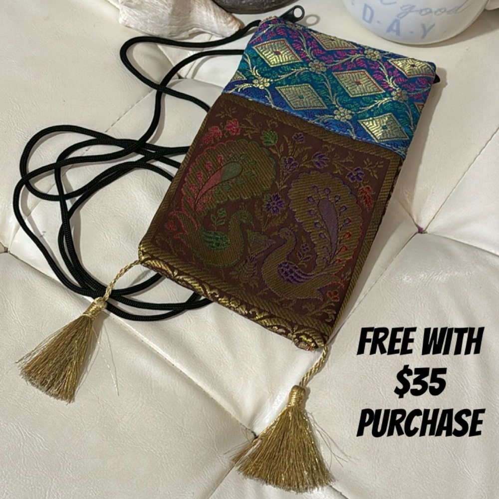 Free With $35 Purchase-Mini Cloth Crossbody Bag-Adjustable Strap-4.5x7.5
